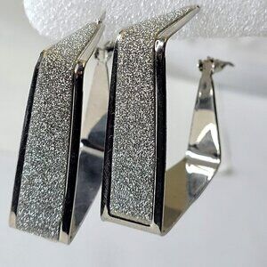 Square Silver Tone Earrings